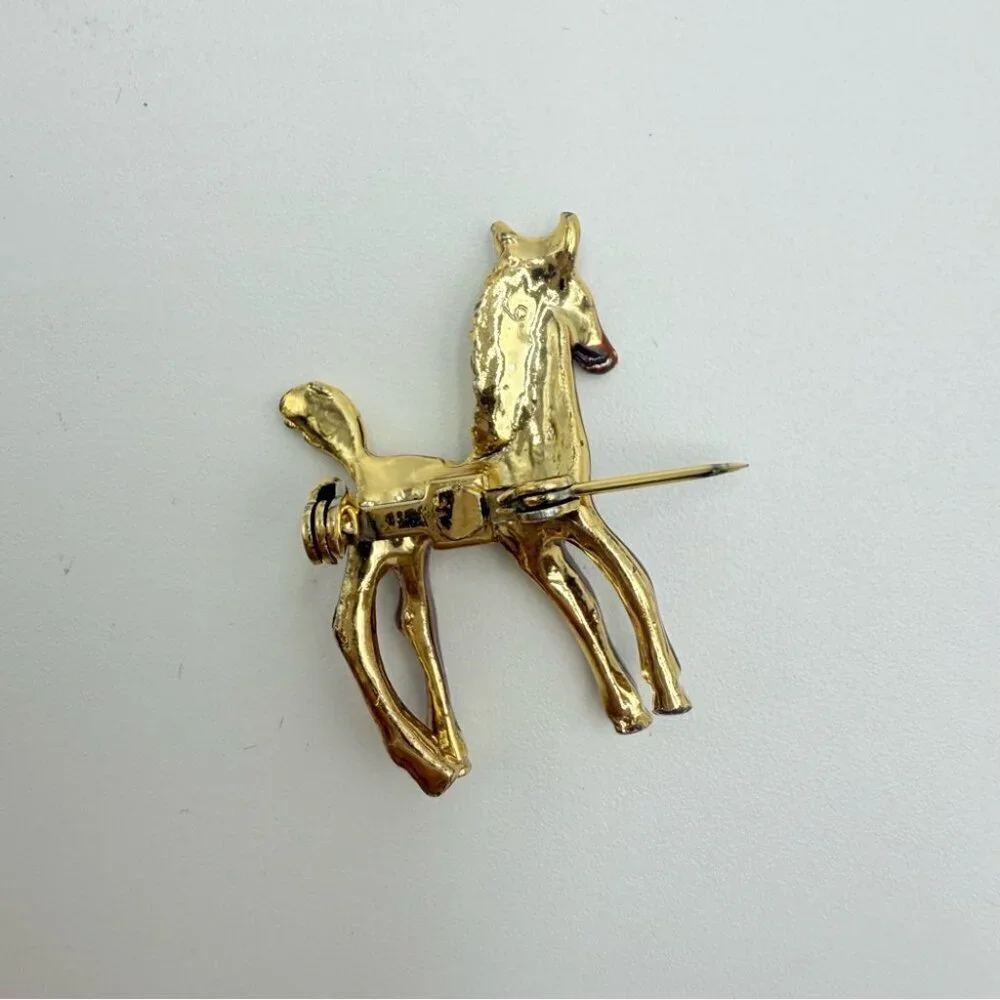 Vintage Enamel Pony Horse Brooch Pin